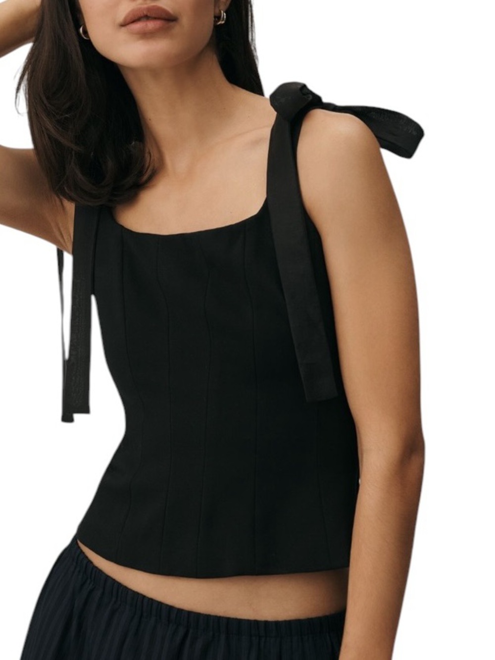 Anthropologie Sunday in Brooklyn Black Tie On Corset Top Size Small NEW